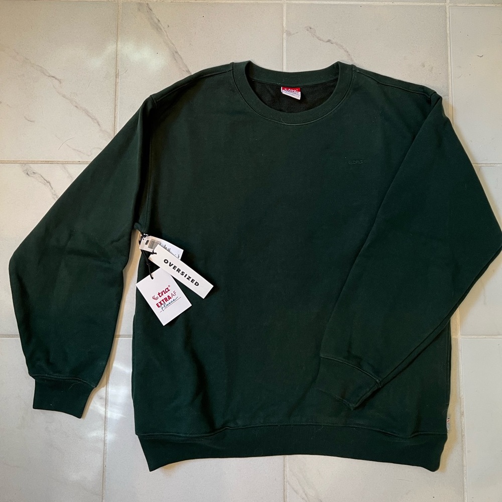 Aritzia TNA Cozy Fleece Mega Crew Sweatshirt Green NWT